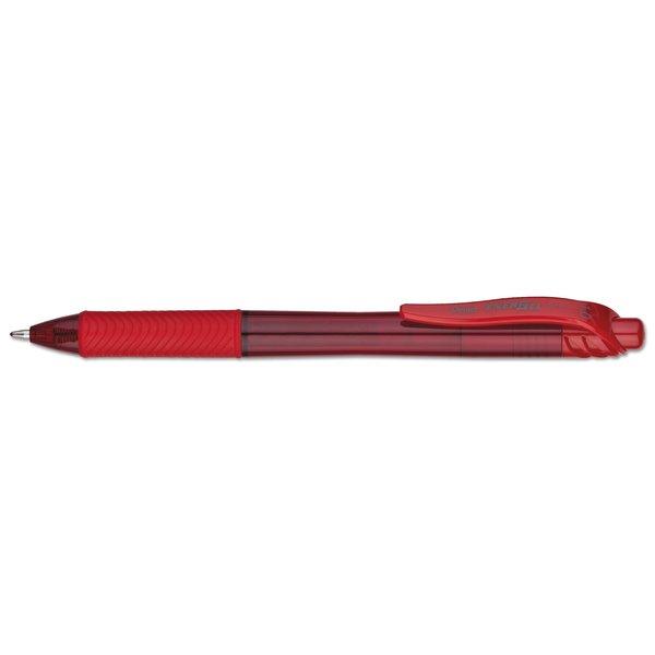 Pentel EnerGel-X Gel Pen, Retractable, Bold 1 mm, Red Ink, Translucent Red Barrel, 12PK BL110-B